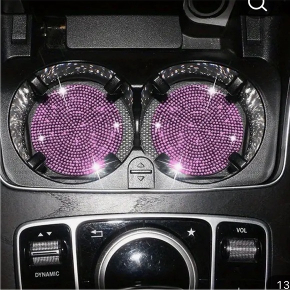 2 Bling Car Bag holders & Coasters Pink - Picture 4 of 12